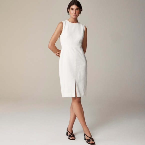 J. Crew High Neck Sheath Dress in Stretch Linen Blend NWT - Picture 1 of 12